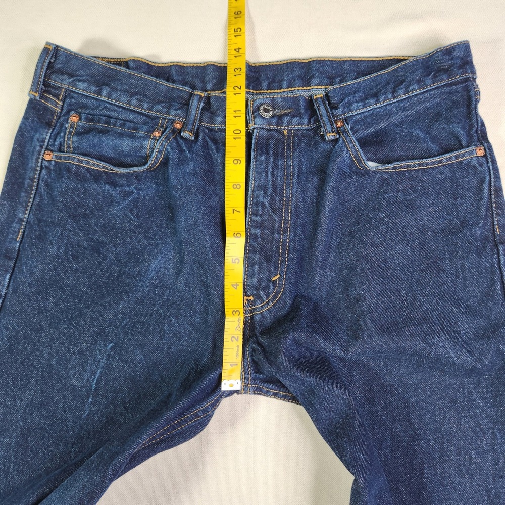 Levis 505 Regular Fit Jeans Mens 36x30 Dark Wash Straight Leg Blue Denim - Picture 7 of 14